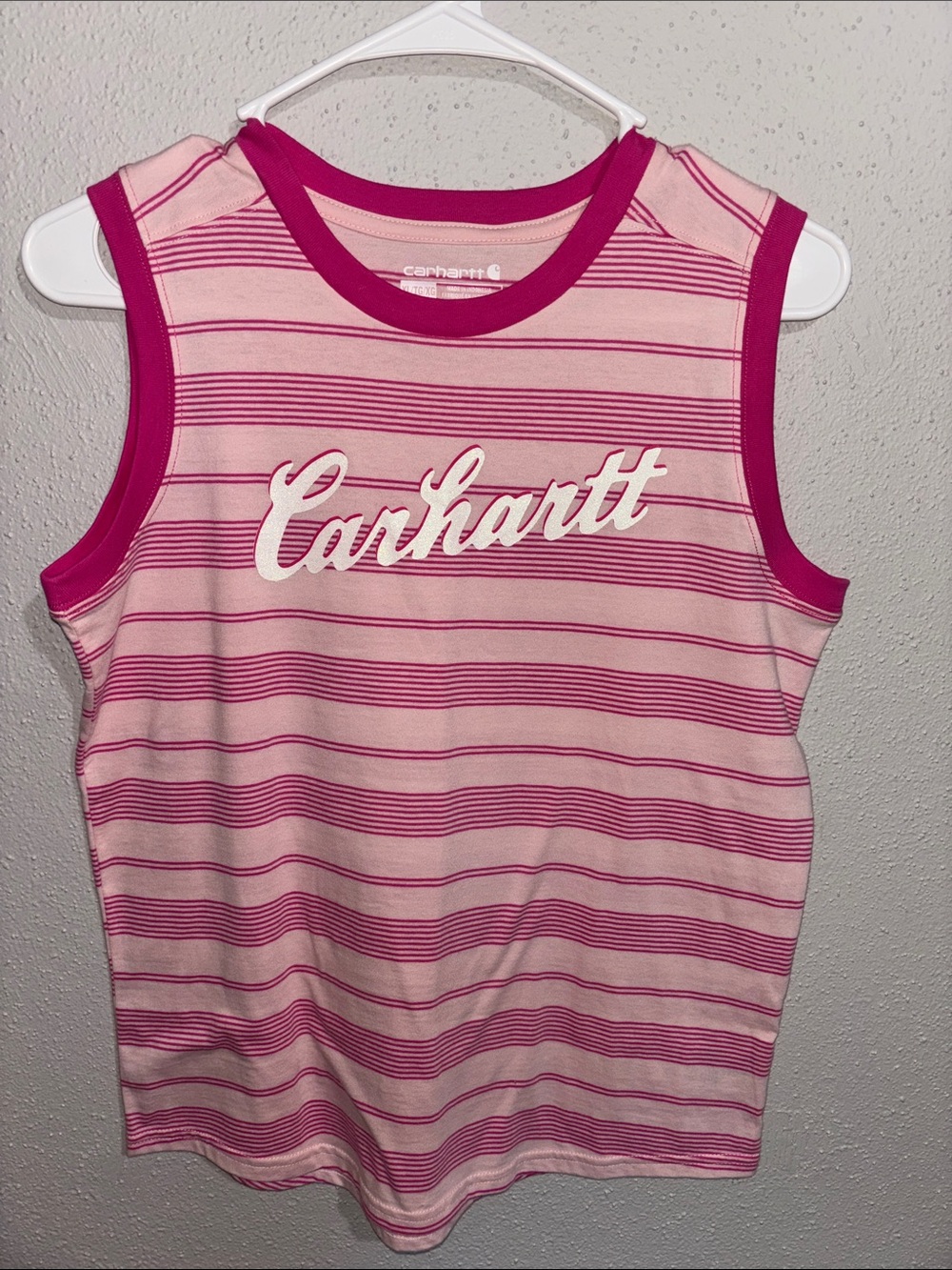 Carhartt - Girls' Sleeveless Crewneck Stripe T-Shirt (size 14)